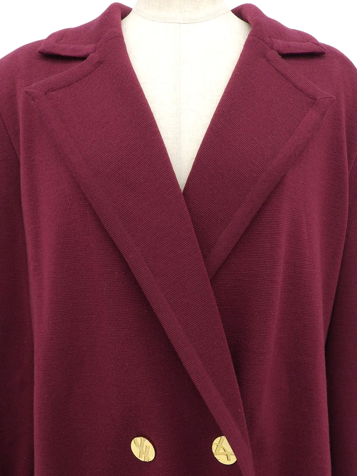 ウールロゴボタンニットジャケット ボルドー