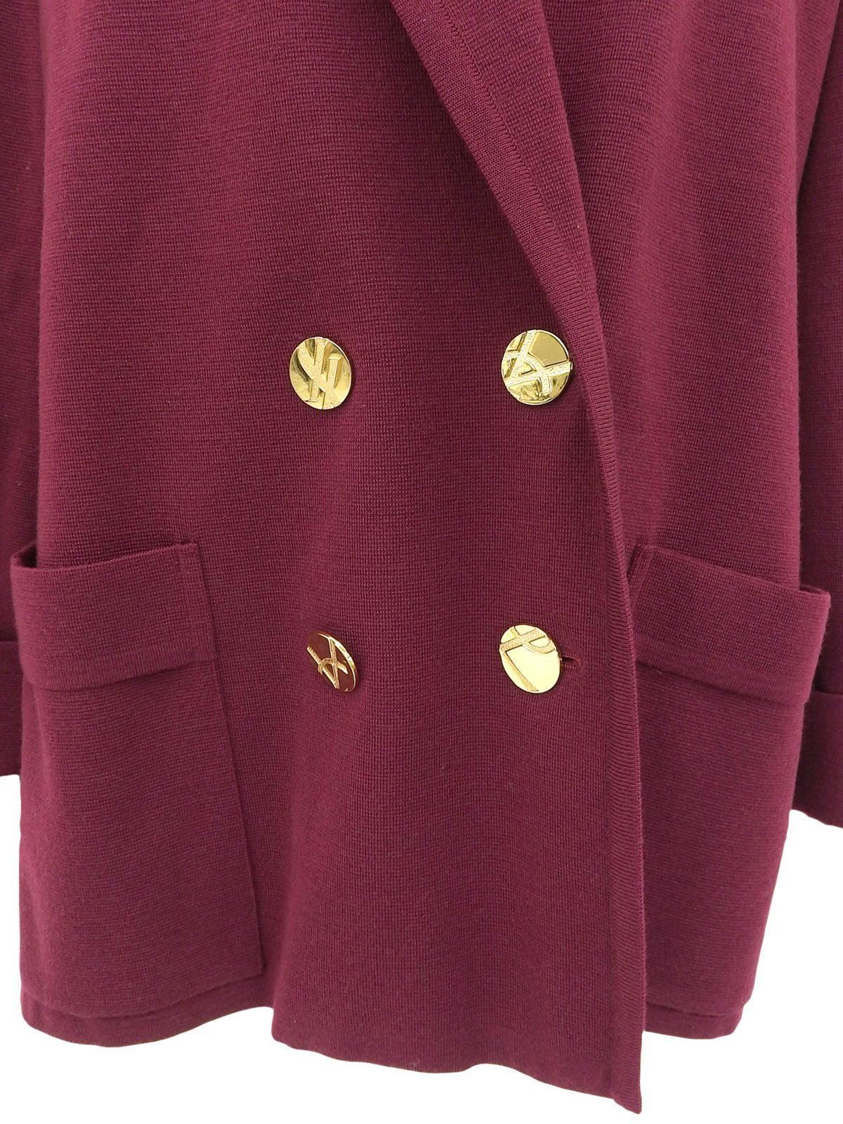 ウールロゴボタンニットジャケット ボルドー