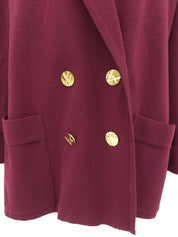 ウールロゴボタンニットジャケット ボルドー