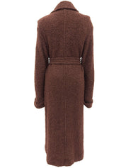 ウールダブルブレストロングコート ブラウン