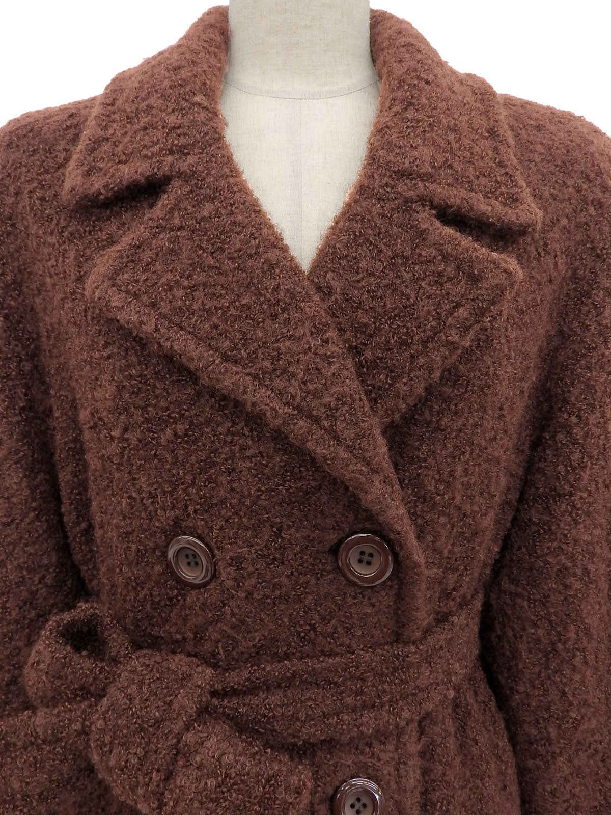 ウールダブルブレストロングコート ブラウン