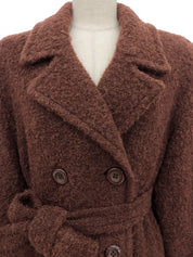 ウールダブルブレストロングコート ブラウン