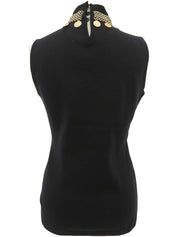 コインモチーフノースリーブトップス ブラック