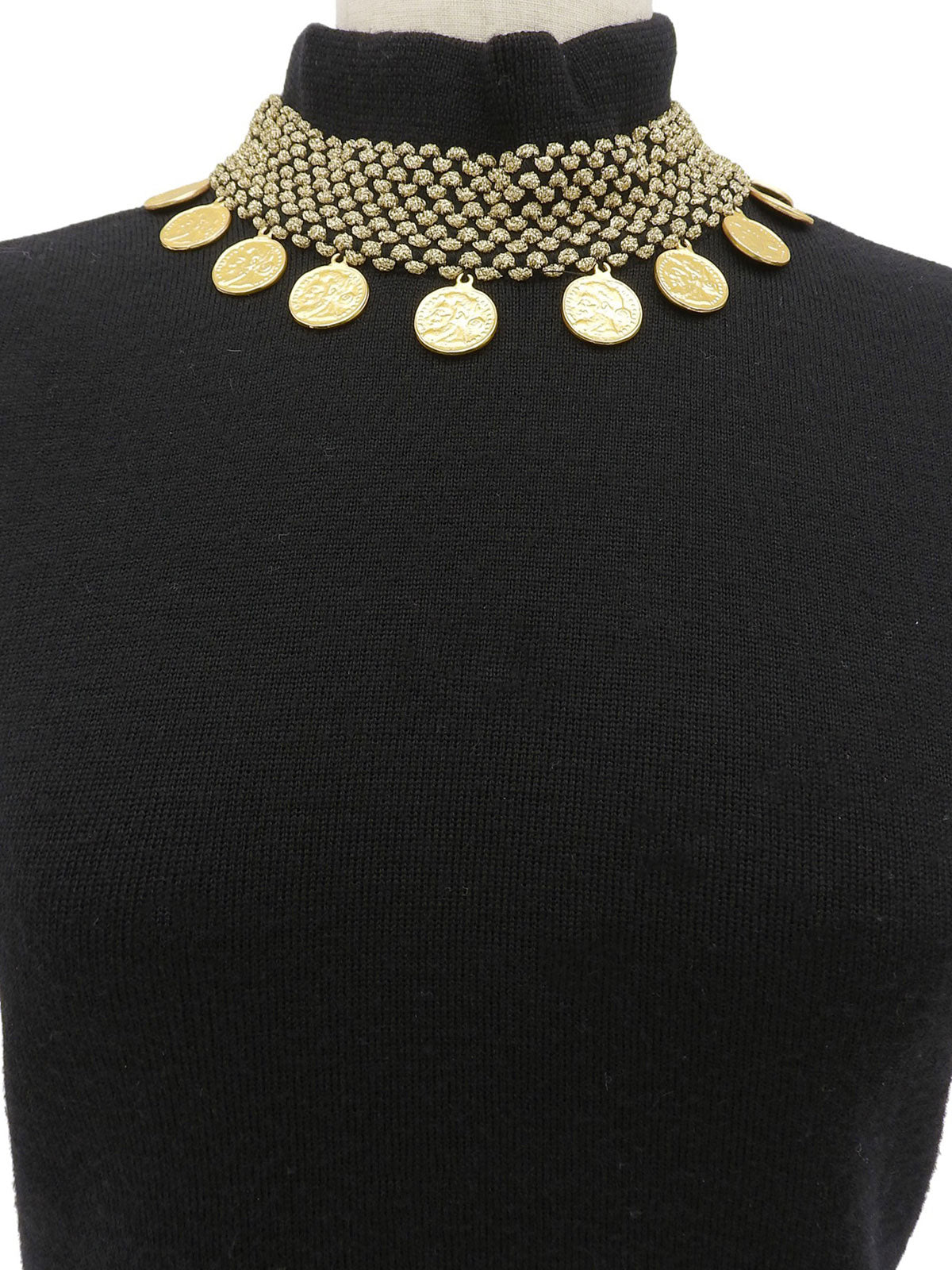 コインモチーフノースリーブトップス ブラック