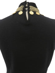 コインモチーフノースリーブトップス ブラック