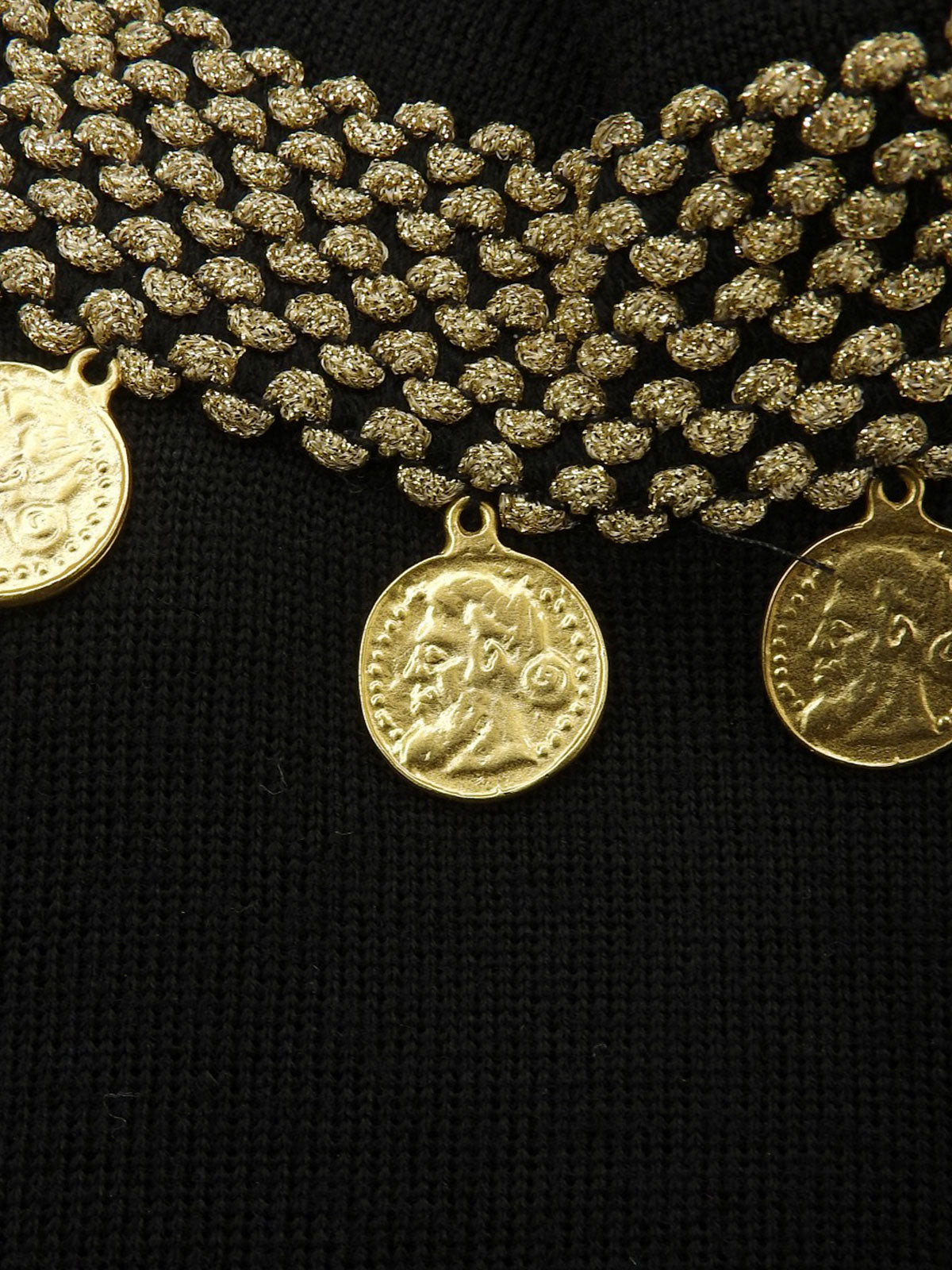 コインモチーフノースリーブトップス ブラック