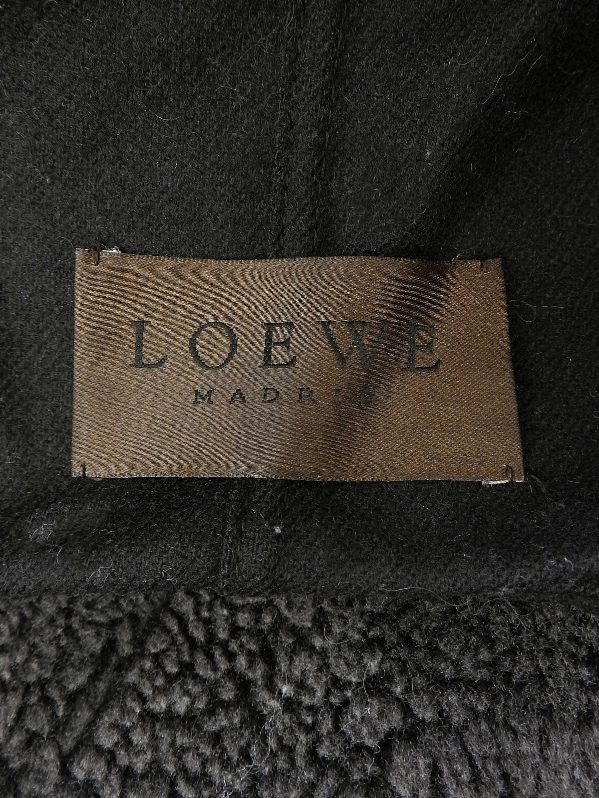 Black Shearling Logo Button Coat
