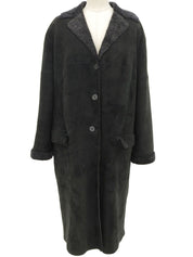 Black Shearling Logo Button Coat