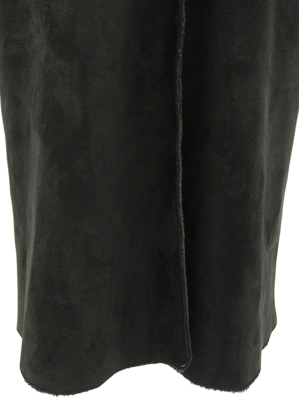 Black Shearling Logo Button Coat