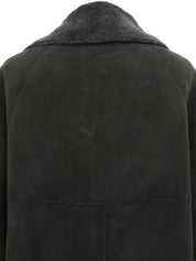 Black Shearling Logo Button Coat