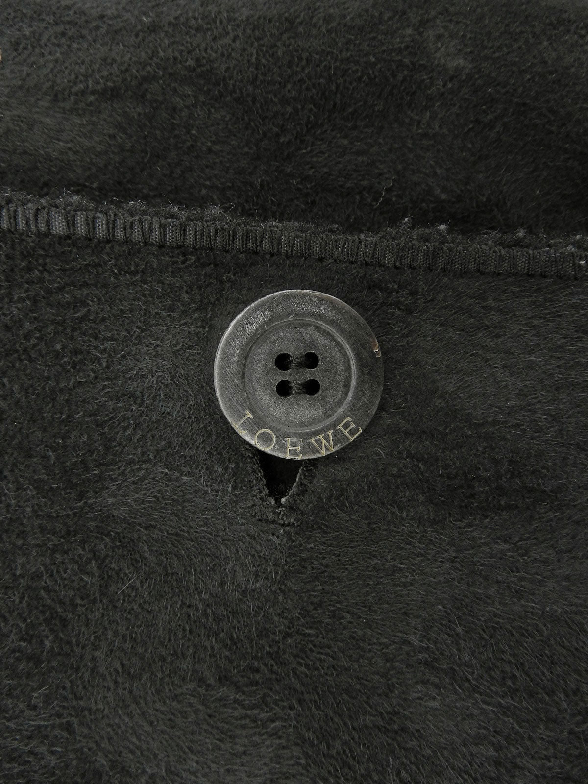 Black Shearling Logo Button Coat