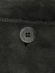 Black Shearling Logo Button Coat