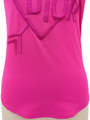 Heart logo embroidered French sleeve top in pink
