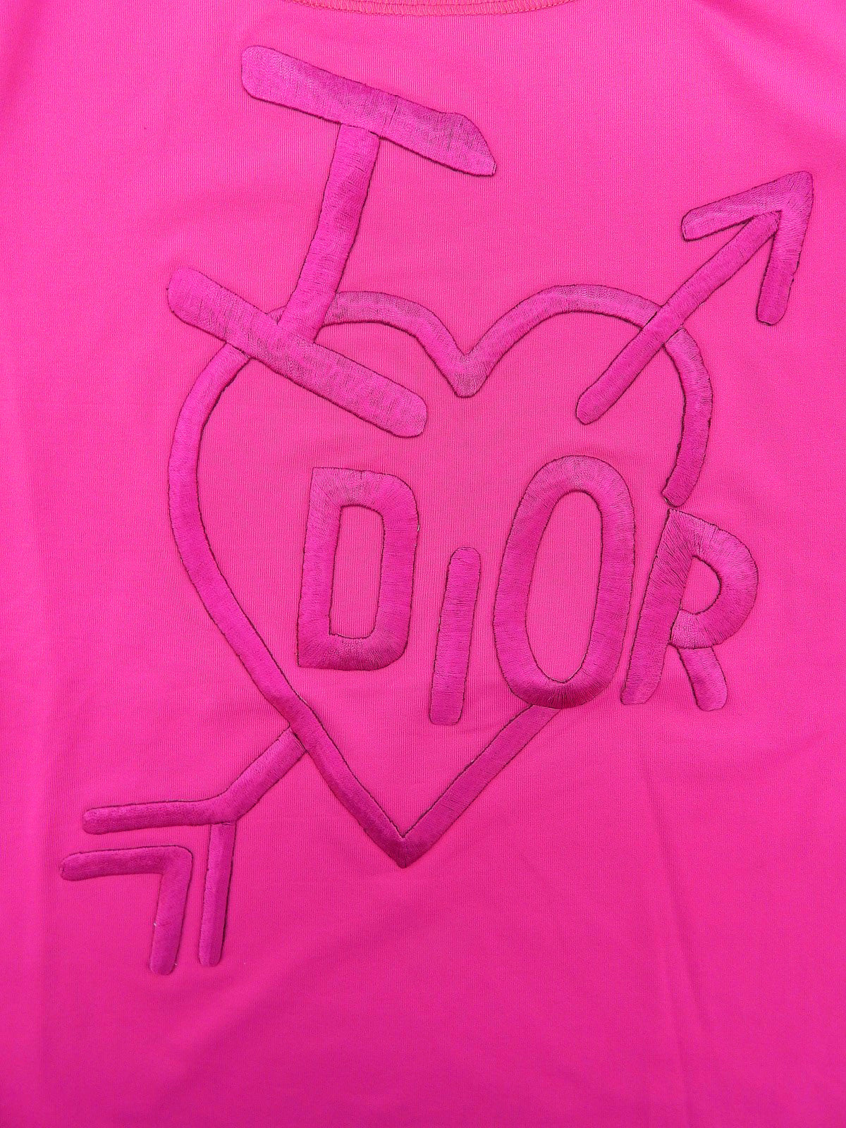 Heart logo embroidered French sleeve top in pink