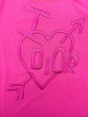 Heart logo embroidered French sleeve top in pink