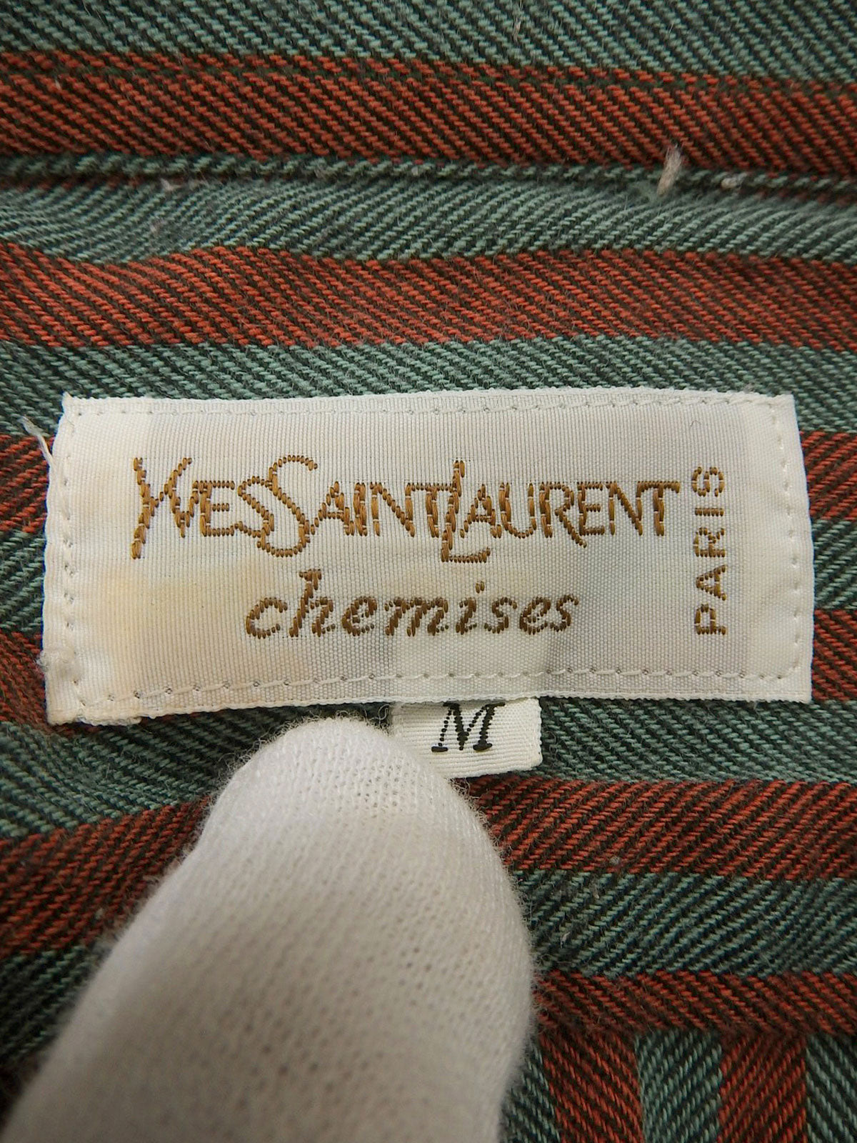 ストライプパターン長袖シャツ レッド/グレー