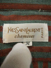 ストライプパターン長袖シャツ レッド/グレー