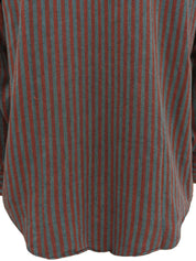 ストライプパターン長袖シャツ レッド/グレー