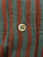 ストライプパターン長袖シャツ レッド/グレー