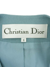 ストライプパターンロゴエンブレム刺繍セットアップ ターコイズブルー