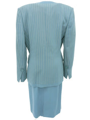 ストライプパターンロゴエンブレム刺繍セットアップ ターコイズブルー