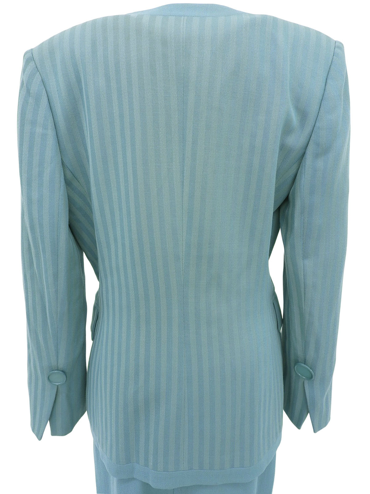 ストライプパターンロゴエンブレム刺繍セットアップ ターコイズブルー