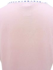 マカダム刺繍半袖Tシャツ ベビーピンク/ホワイト