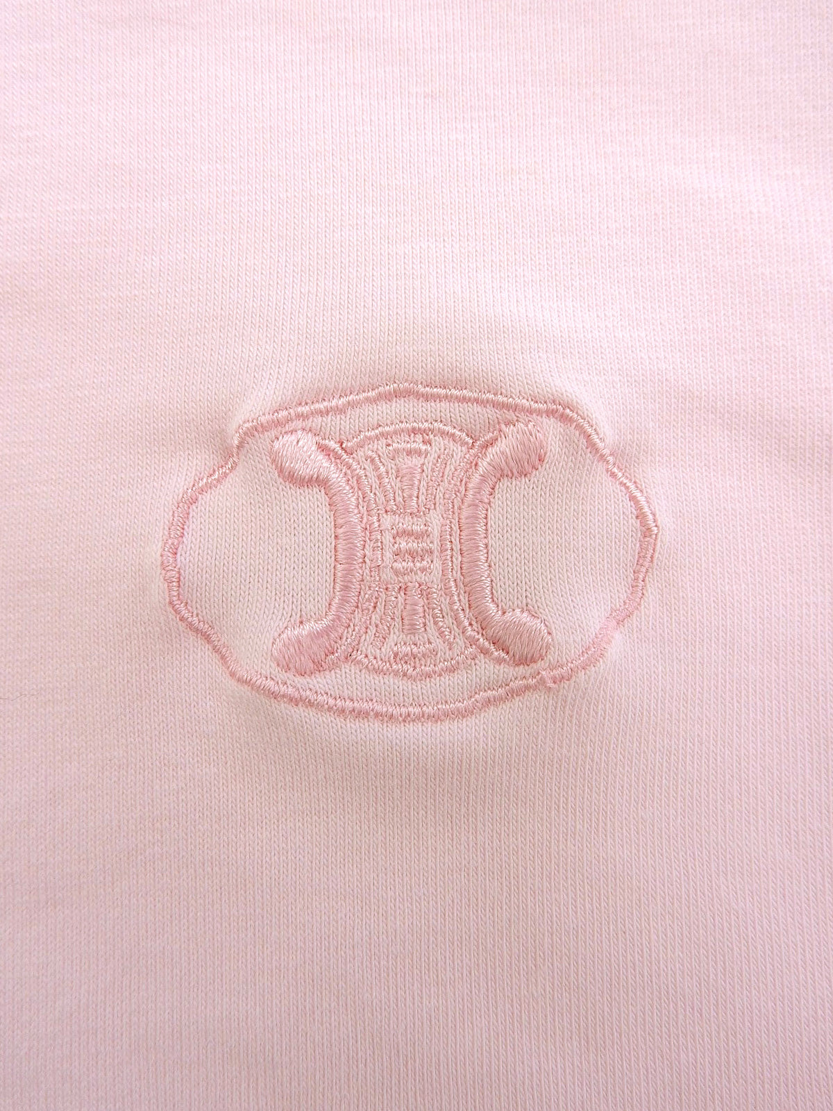 マカダム刺繍半袖Tシャツ ベビーピンク/ホワイト