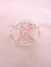 マカダム刺繍半袖Tシャツ ベビーピンク/ホワイト