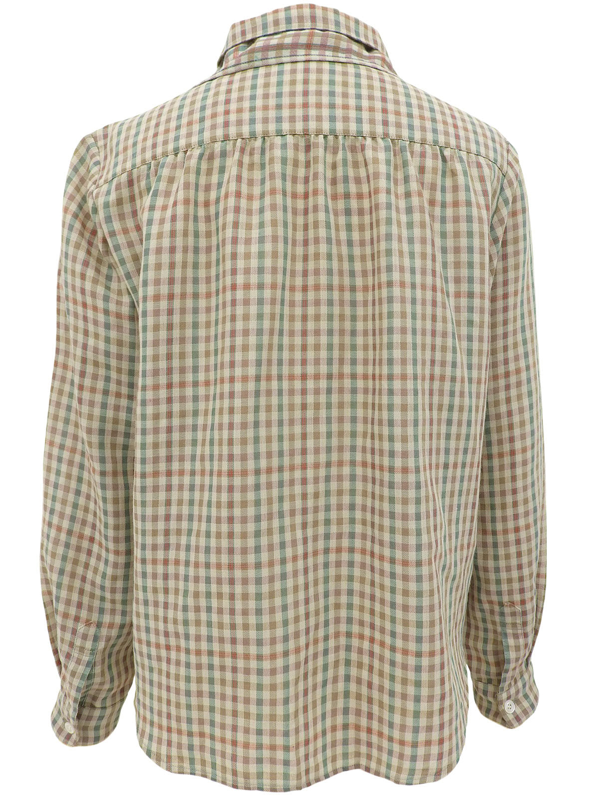 チェックパターンリボンタイシャツ ベージュ/グリーン/マルチ