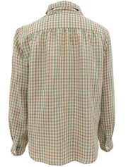 チェックパターンリボンタイシャツ ベージュ/グリーン/マルチ