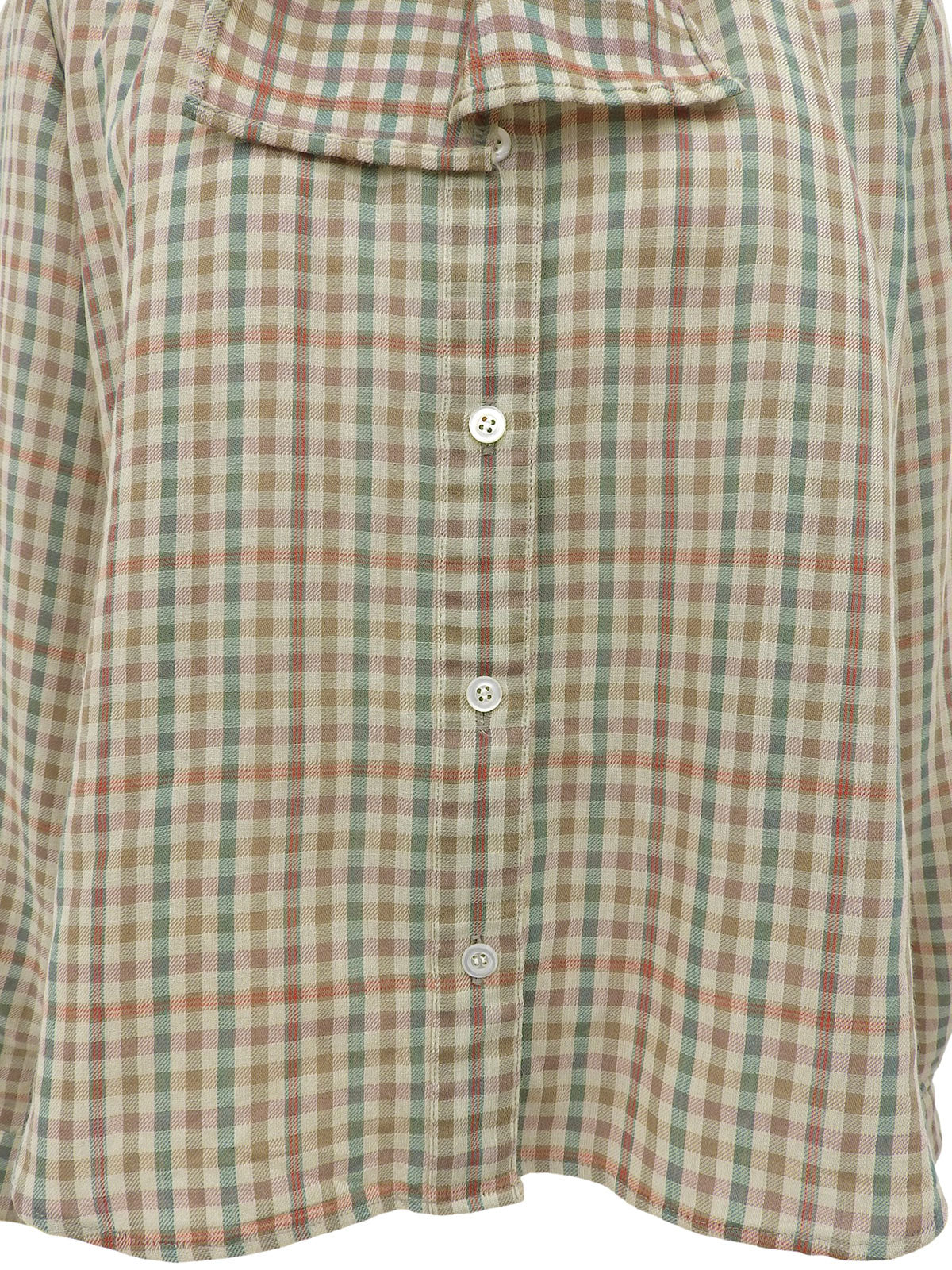 チェックパターンリボンタイシャツ ベージュ/グリーン/マルチ