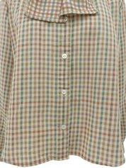 チェックパターンリボンタイシャツ ベージュ/グリーン/マルチ