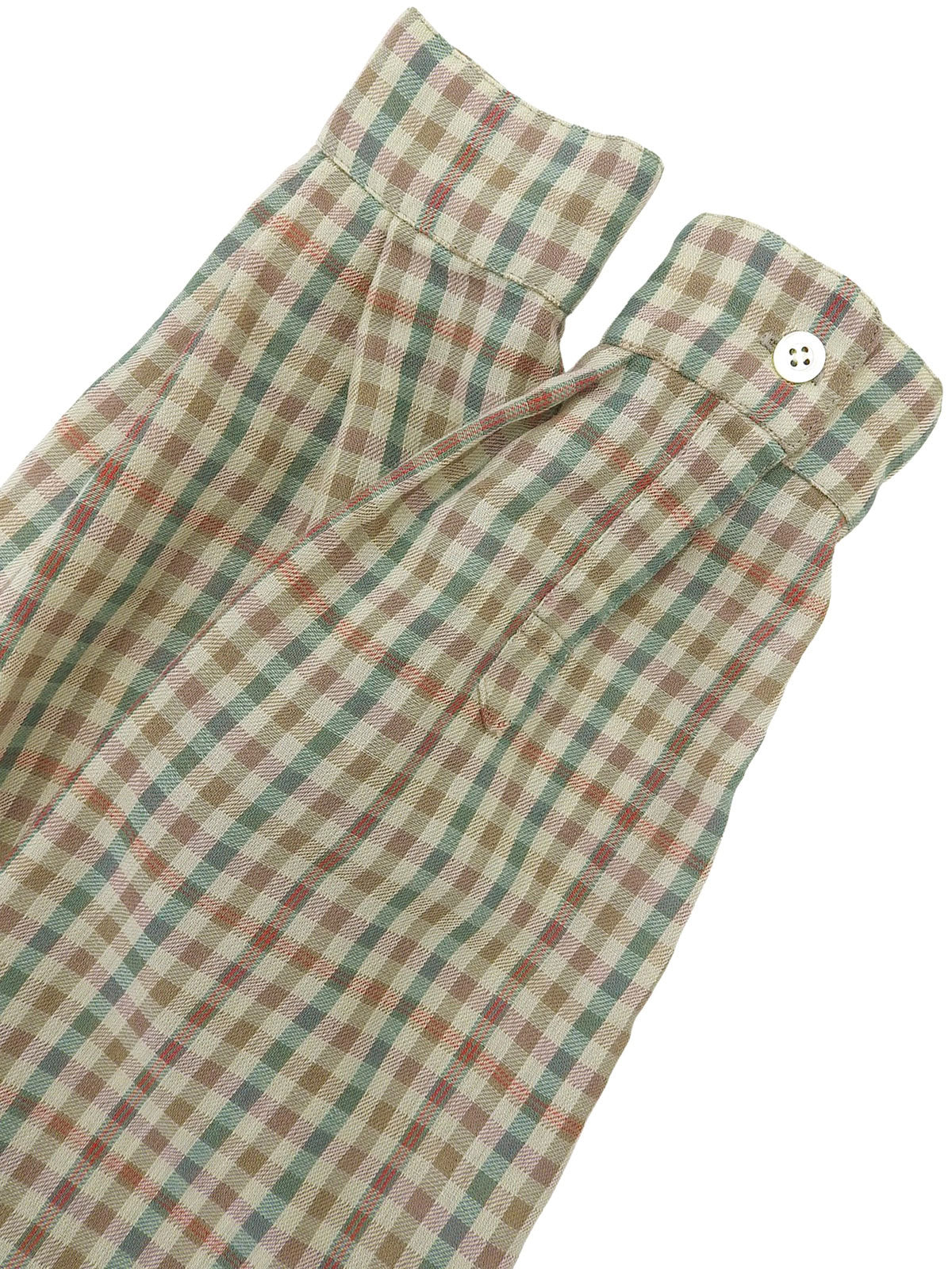 チェックパターンリボンタイシャツ ベージュ/グリーン/マルチ