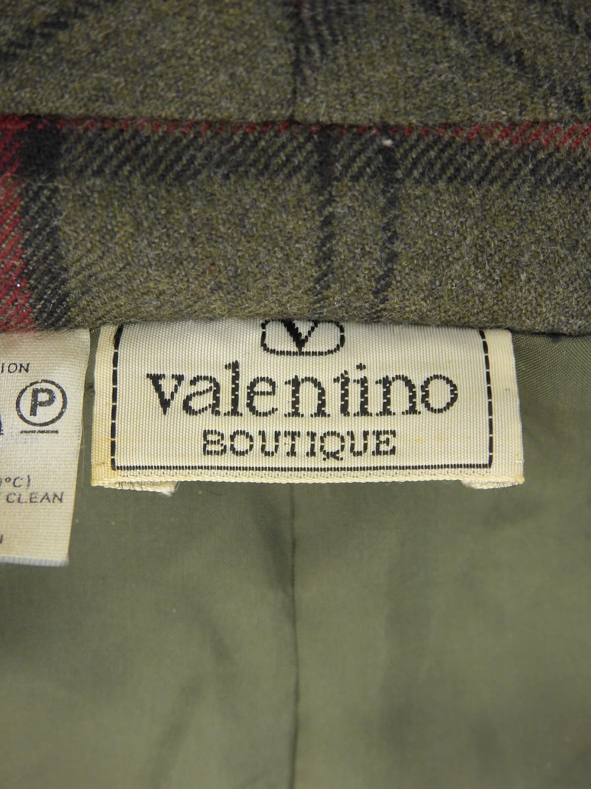 Check Pattern Frill Design Jacket Khaki/Red