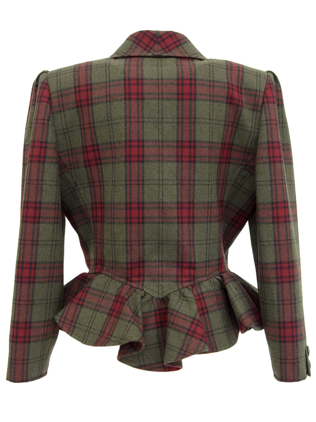 Check Pattern Frill Design Jacket Khaki/Red