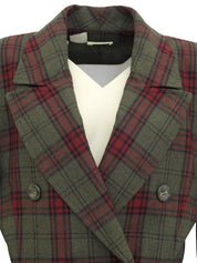 Check Pattern Frill Design Jacket Khaki/Red