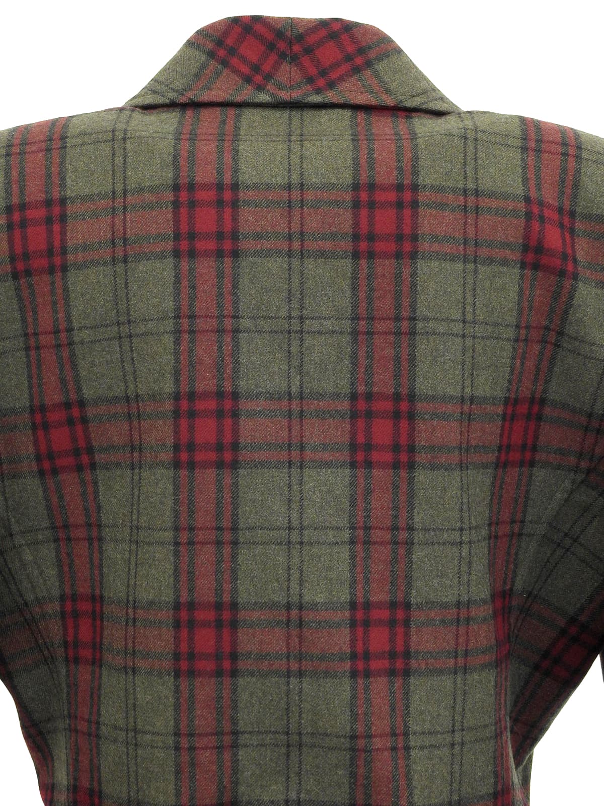 Check Pattern Frill Design Jacket Khaki/Red