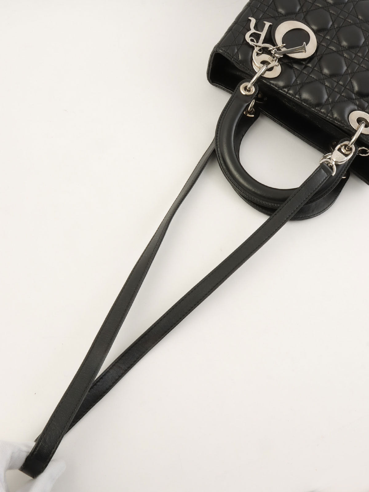 レディディオールカナージュステッチ2wayバッグM ブラック