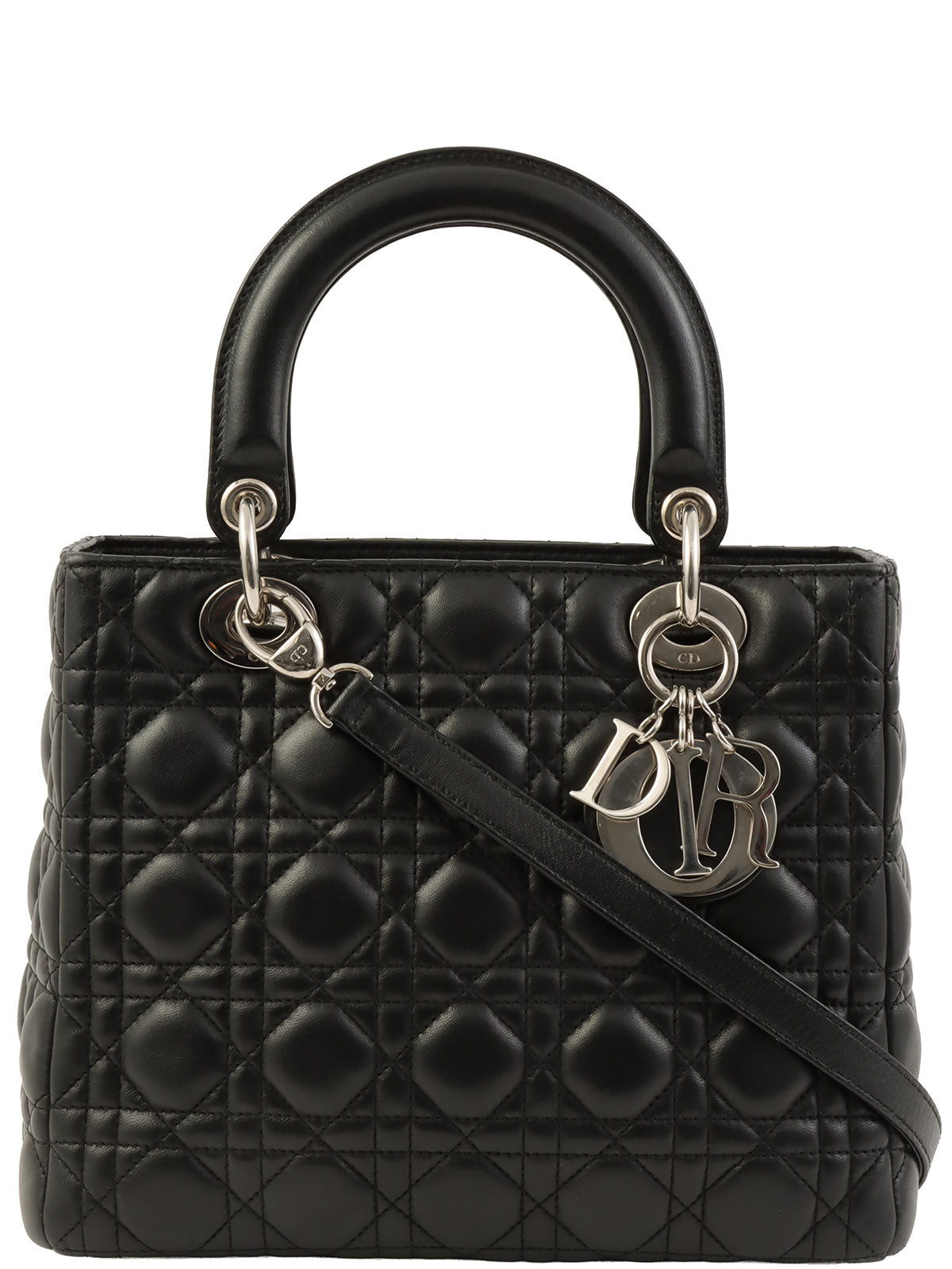 レディディオールカナージュステッチ2wayバッグM ブラック