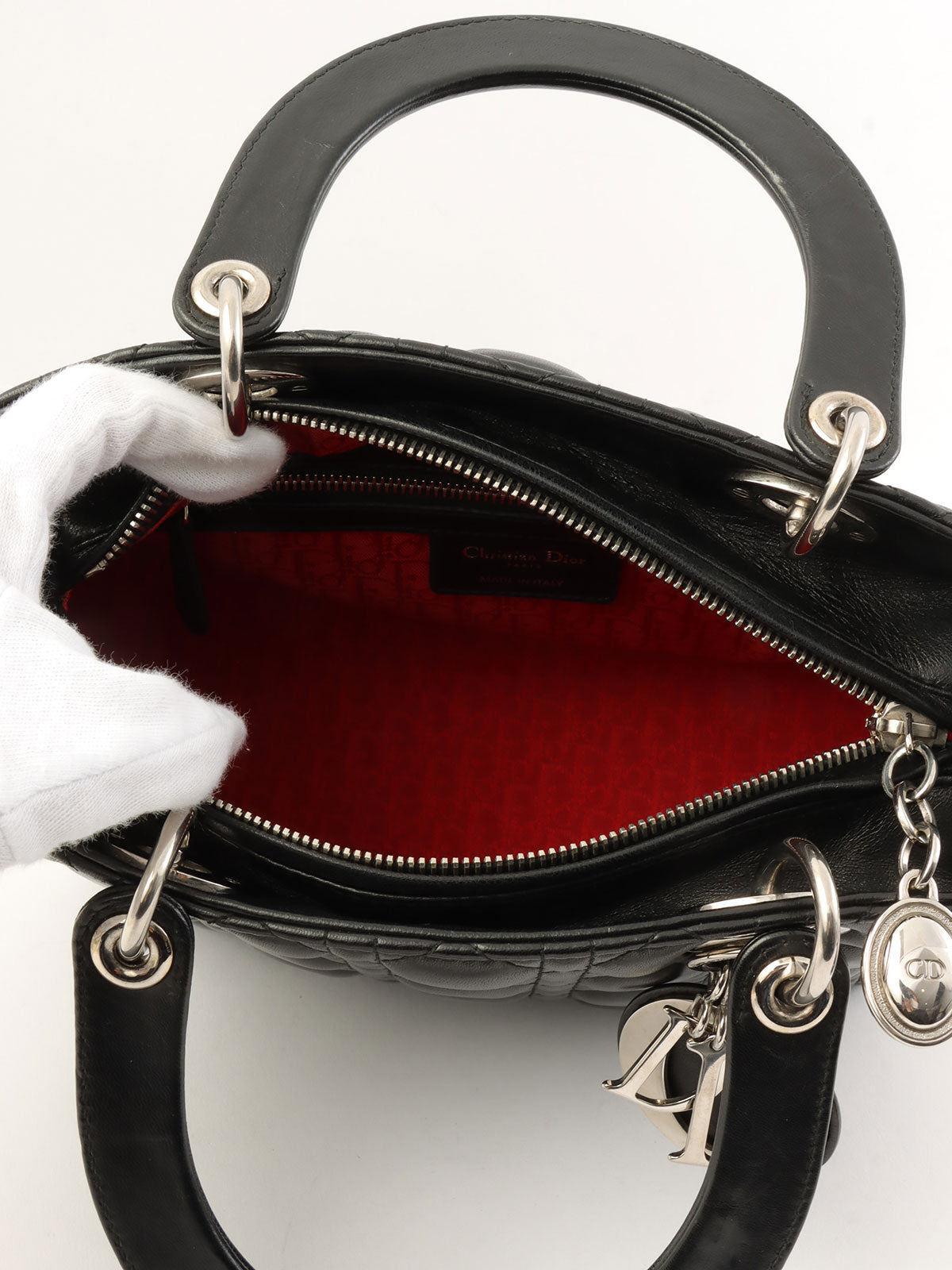 レディディオールカナージュステッチ2wayバッグM ブラック