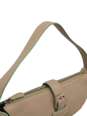 ロゴエンボスショルダーバッグ グレージュ/ミントグリーン