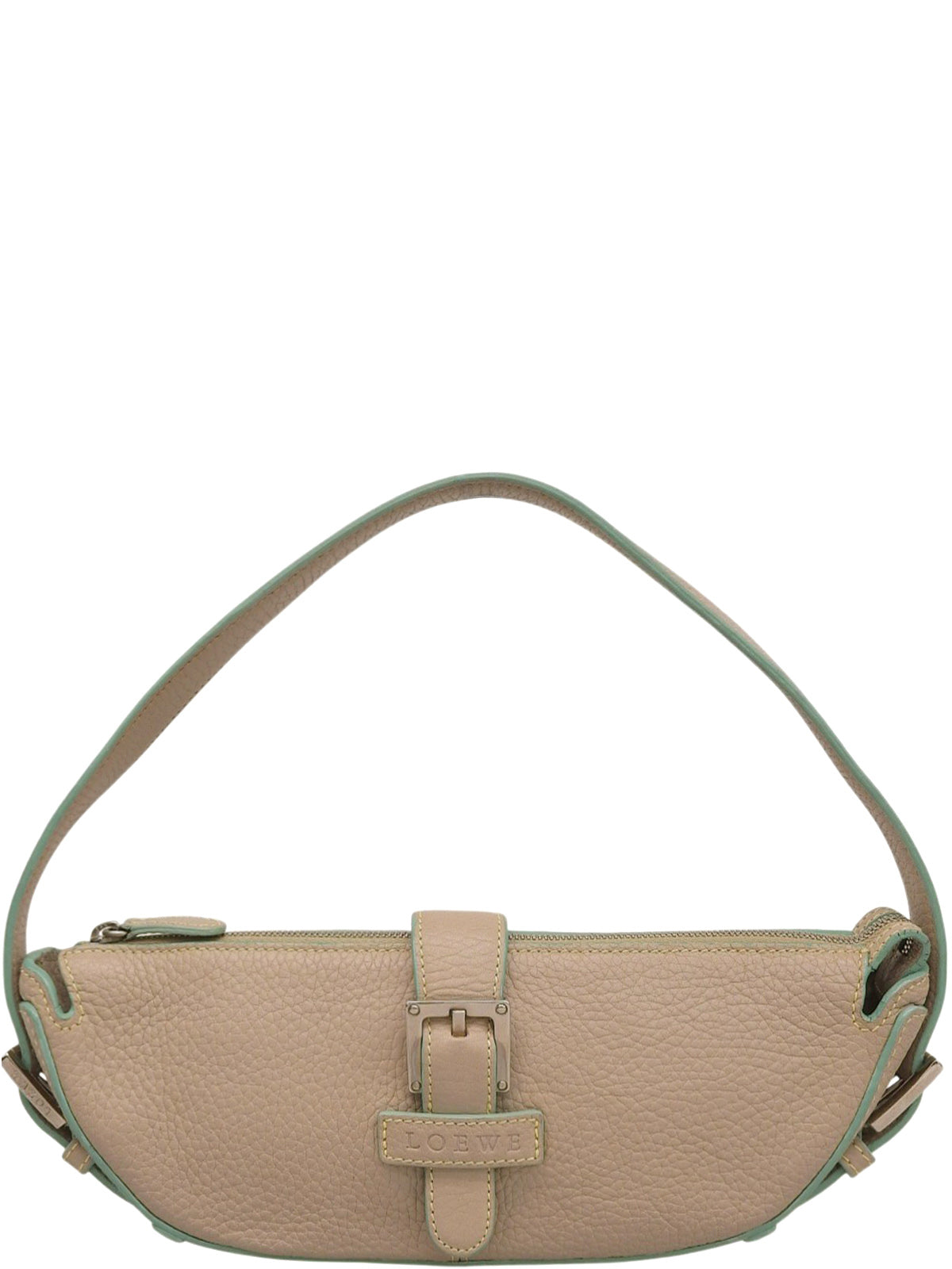 ロゴエンボスショルダーバッグ グレージュ/ミントグリーン