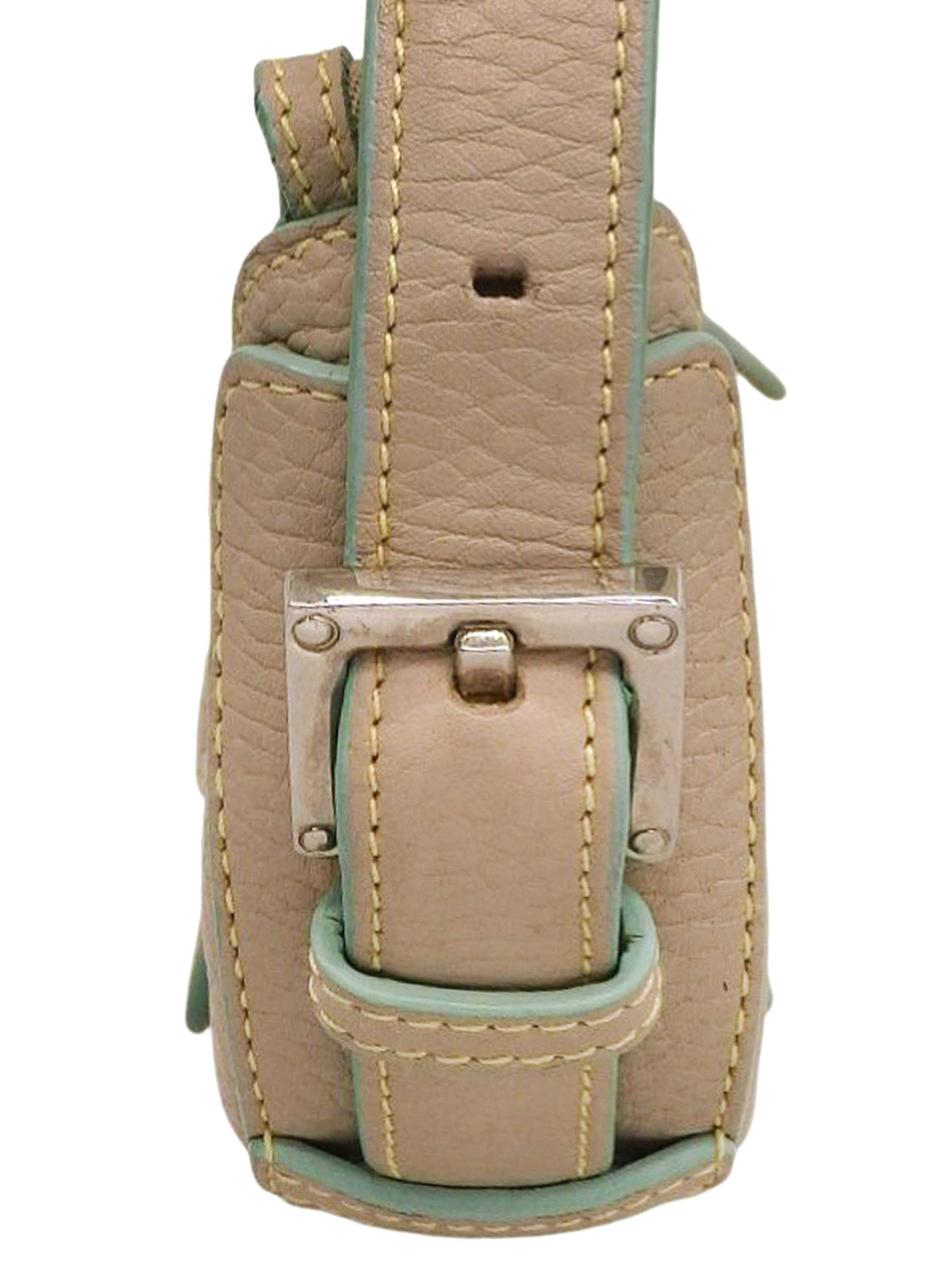 ロゴエンボスショルダーバッグ グレージュ/ミントグリーン