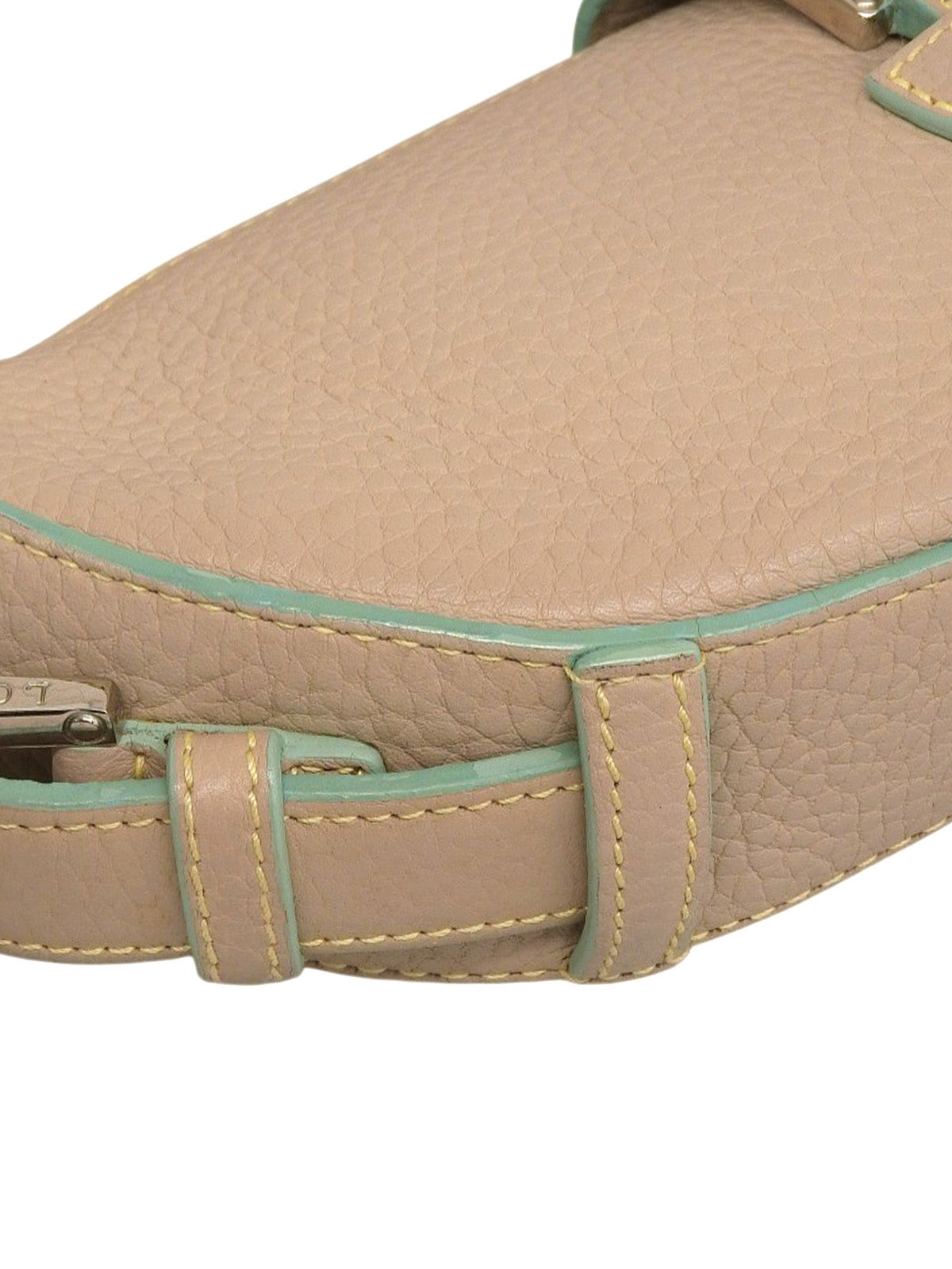 ロゴエンボスショルダーバッグ グレージュ/ミントグリーン