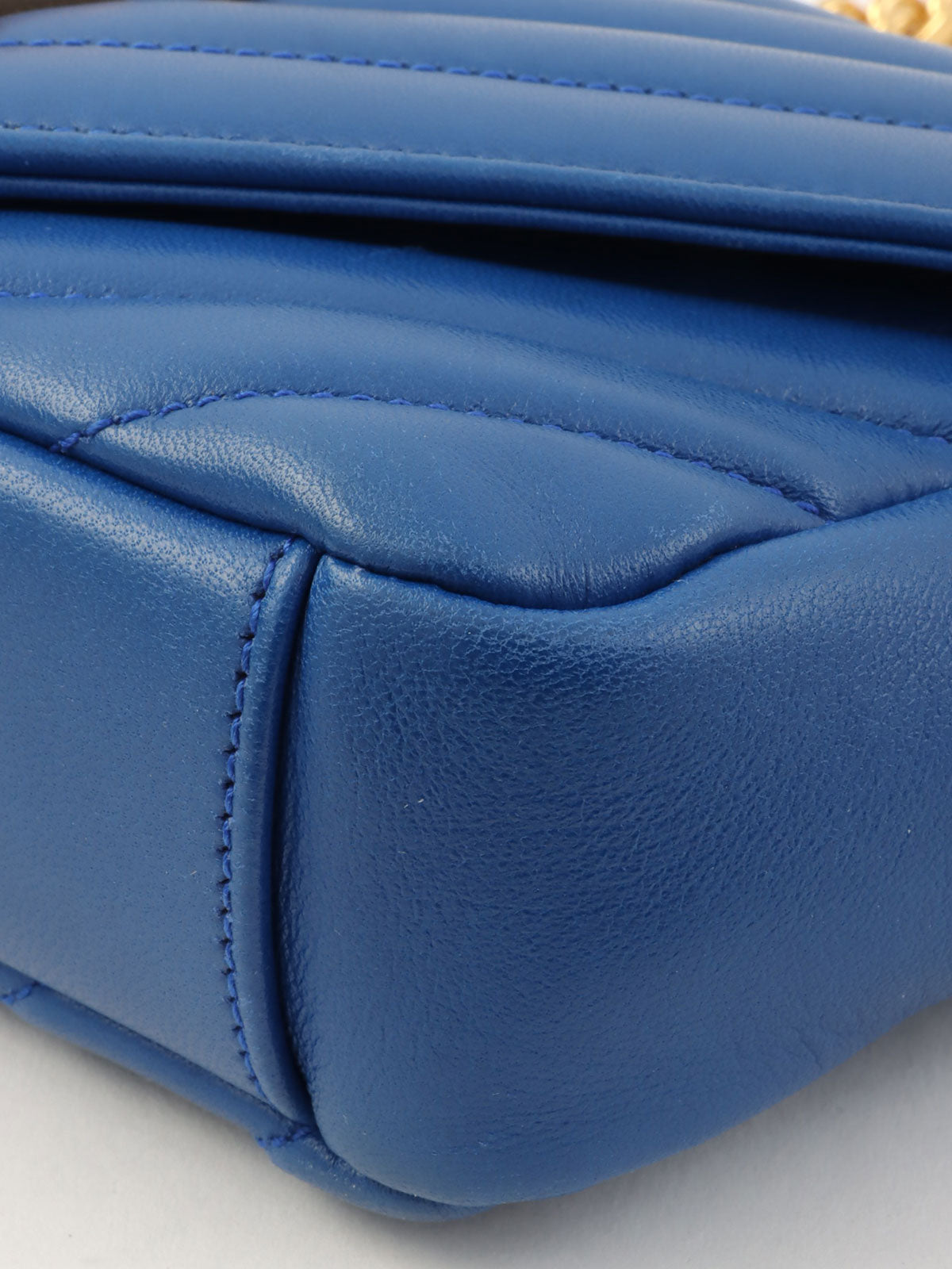 Logo Plate Chain Shoulder Bag Blue