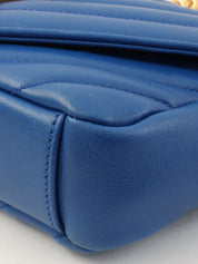 Logo Plate Chain Shoulder Bag Blue