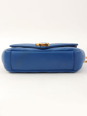 Logo Plate Chain Shoulder Bag Blue