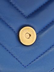 Logo Plate Chain Shoulder Bag Blue