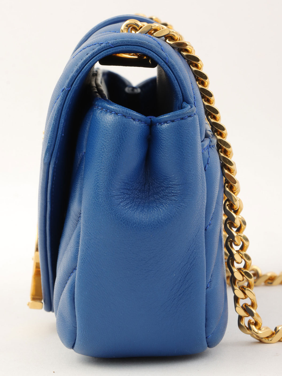 Logo Plate Chain Shoulder Bag Blue